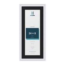 Louis White 28 x 12 inch picture frame with a black mount for a 24 x 8 inch photo