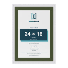 Louis White 28 x 20 inch picture frame with a green mount for a 24 x 16 inch photo