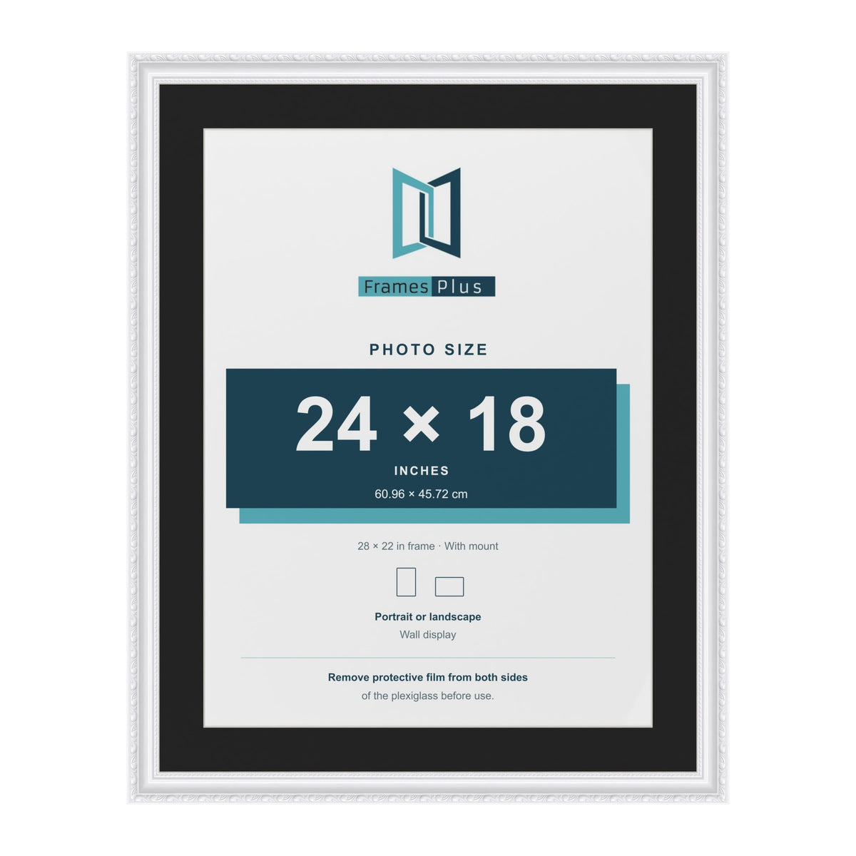 Louis White 28 x 22 inch picture frame with a black mount for a 24 x 18 inch photo
