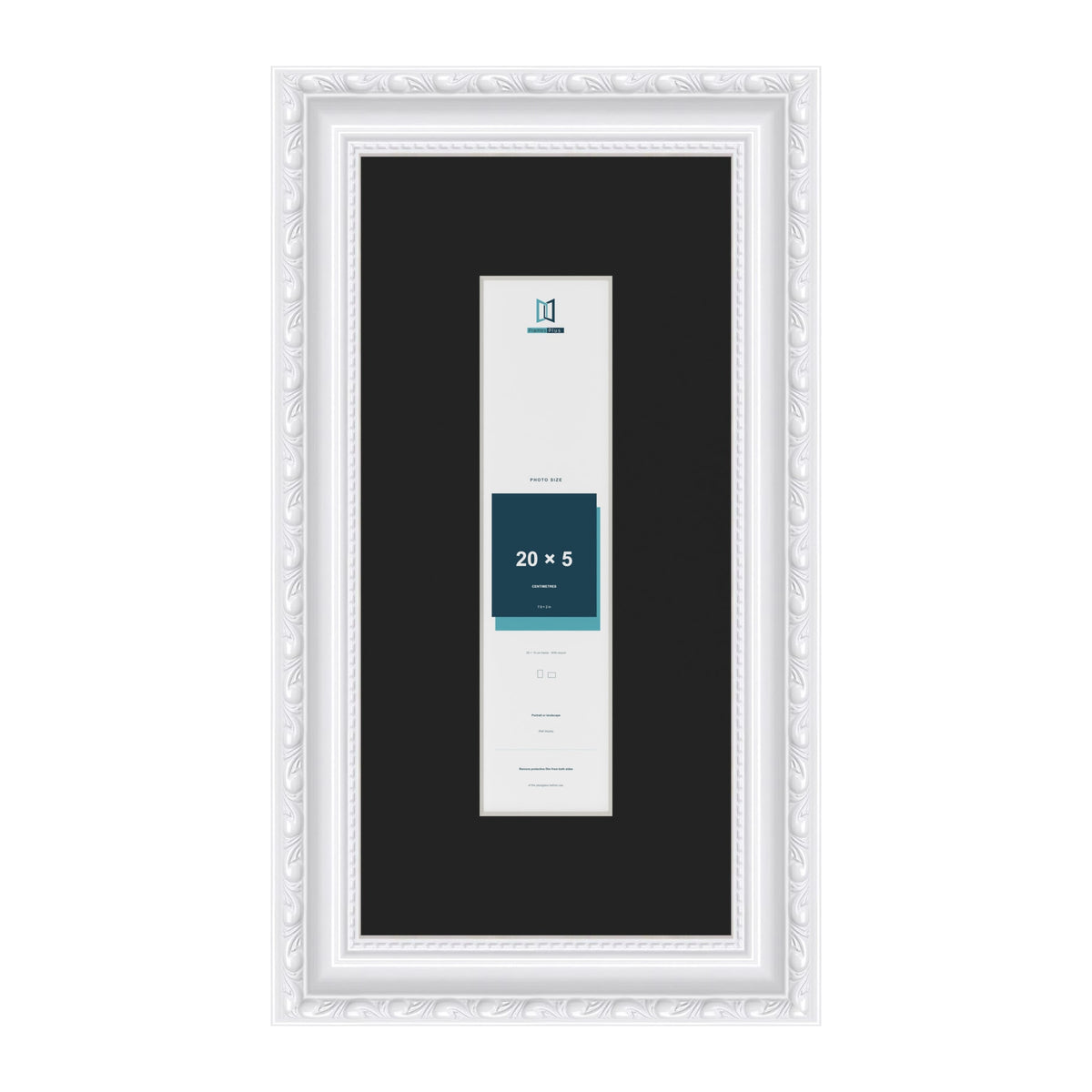 Louis White 30 x 15 cm picture frame with a black mount for a 20 x 5 cm photo