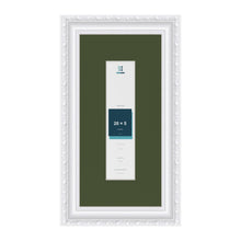 Louis White 30 x 15 cm picture frame with a green mount for a 20 x 5 cm photo