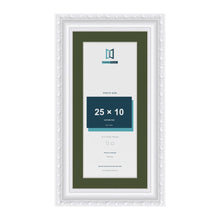 Louis White 30 x 15 cm picture frame with a green mount for a 25 x 10 cm photo