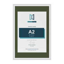 Louis White 30 x 20 inch picture frame with a green mount for an A2 photo