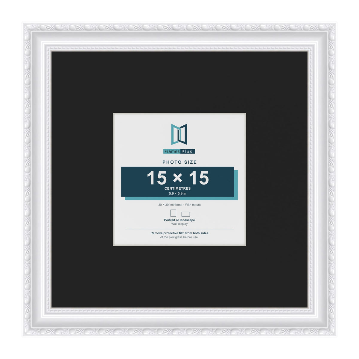 Louis White 30 x 30 cm picture frame with a black mount for a 15 x 15 cm photo