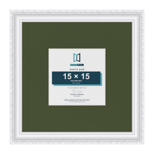 Louis White 30 x 30 cm picture frame with a green mount for a 15 x 15 cm photo