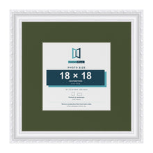 Louis White 30 x 30 cm picture frame with a green mount for an 18 x 18 cm photo