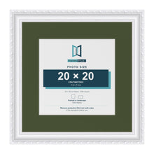 Louis White 30 x 30 cm picture frame with a green mount for a 20 x 20 cm photo
