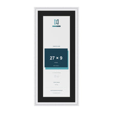 Louis White 31 x 13 inch picture frame with a black mount for a 27 x 9 inch photo