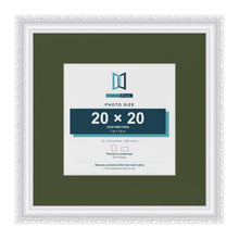 Louis White 32 x 32 cm picture frame with a green mount for a 20 x 20 cm photo