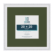 Louis White 35 x 35 cm picture frame with a green mount for a 20 x 20 cm photo