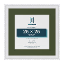 Louis White 35 x 35 cm picture frame with a green mount for a 25 x 25 cm photo