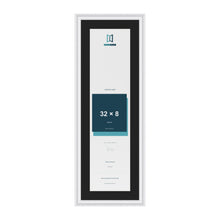 Louis White 36 x 12 inch picture frame with a black mount for a 32 x 8 inch photo