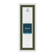 Louis White 36 x 12 inch picture frame with a green mount for a 32 x 8 inch photo