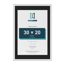 Louis White 36 x 24 inch picture frame with a black mount for a 30 x 20 inch photo