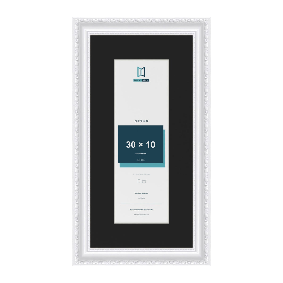 Louis White 40 x 20 cm picture frame with a black mount for a 30 x 10 cm photo