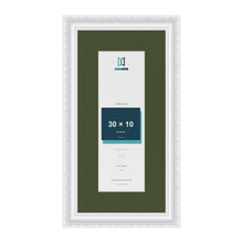 Louis White 40 x 20 cm picture frame with a green mount for a 30 x 10 cm photo
