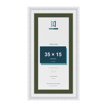 Louis White 40 x 20 cm picture frame with a green mount for a 35 x 15 cm photo