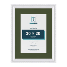 Louis White 40 x 30 cm picture frame with a green mount for a 30 x 20 cm photo