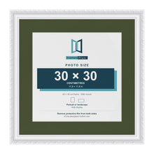 Louis White 40 x 40 cm picture frame with a green mount for a 30 x 30 cm photo