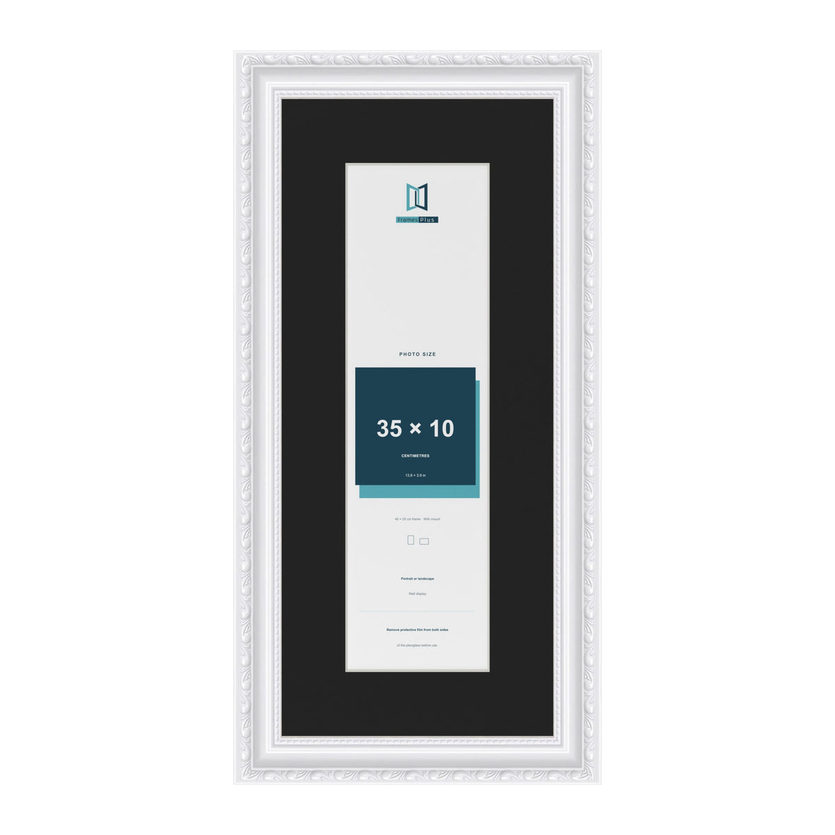 Louis White 45 x 20 cm picture frame with a black mount for a 35 x 10 cm photo