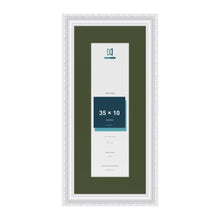 Louis White 45 x 20 cm picture frame with a green mount for a 35 x 10 cm photo