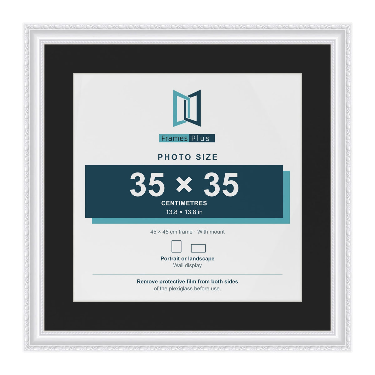 Louis White 45 x 45 cm picture frame with a black mount for a 35 x 35 cm photo