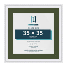 Louis White 45 x 45 cm picture frame with a green mount for a 35 x 35 cm photo