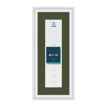 Louis White 50 x 20 cm picture frame with a green mount for a 40 x 10 cm photo