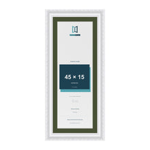 Louis White 50 x 20 cm picture frame with a green mount for a 45 x 15 cm photo