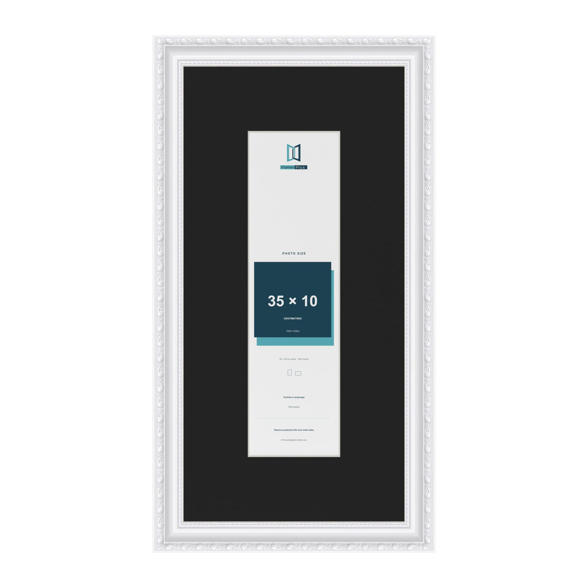 Louis White 50 x 25 cm picture frame with a black mount for a 35 x 10 cm photo