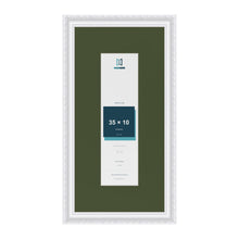 Louis White 50 x 25 cm picture frame with a green mount for a 35 x 10 cm photo