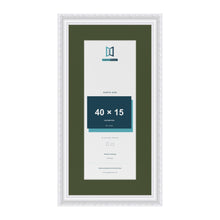 Louis White 50 x 25 cm picture frame with a green mount for a 40 x 15 cm photo