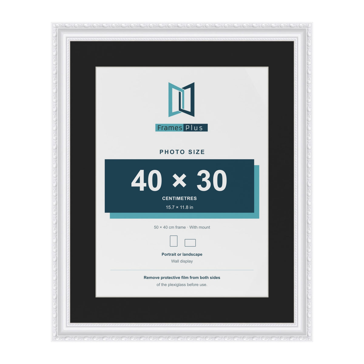 Louis White 50 x 40 cm picture frame with a black mount for a 40 x 30 cm photo