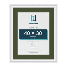 Louis White 50 x 40 cm picture frame with a green mount for a 40 x 30 cm photo