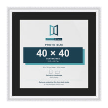 Louis White 50 x 50 cm picture frame with a black mount for a 40 x 40 cm photo