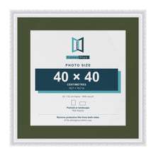 Louis White 52 x 52 cm picture frame with a green mount for a 40 x 40 cm photo