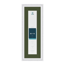 Louis White 60 x 20 cm picture frame with a green mount for a 50 x 10 cm photo