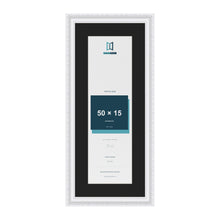 Louis White 60 x 25 cm picture frame with a black mount for a 50 x 15 cm photo