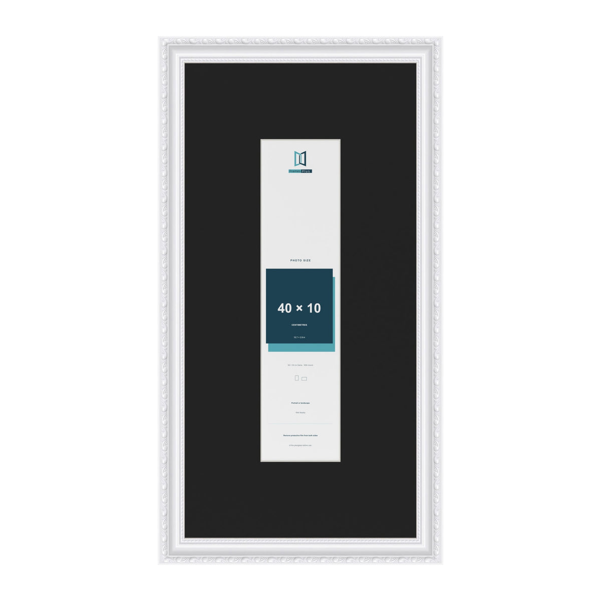 Louis White 60 x 30 cm picture frame with a black mount for a 40 x 10 cm photo