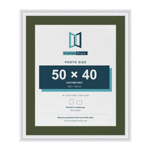 Louis White 60 x 50 cm picture frame with a green mount for a 50 x 40 cm photo