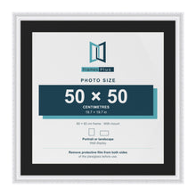 Louis White 60 x 60 cm picture frame with a black mount for a 50 x 50 cm photo