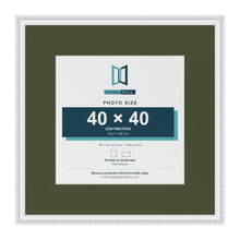 Louis White 60 x 60 cm picture frame with a green mount for a 40 x 40 cm photo