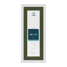 Louis White 65 x 25 cm picture frame with a green mount for a 55 x 15 cm photo