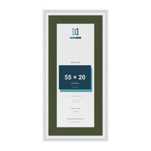 Louis White 65 x 30 cm picture frame with a green mount for a 55 x 20 cm photo