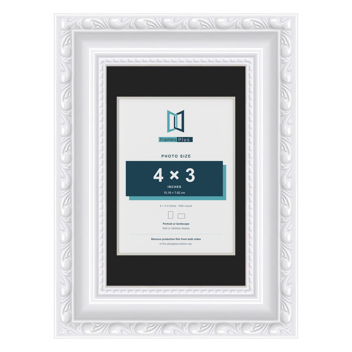 Louis White 6 x 4 inch picture frame with a black mount for a 4 x 3 inch photo