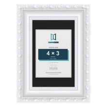Louis White 6 x 4 inch picture frame with a black mount for a 4 x 3 inch photo