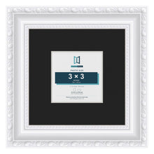 Louis White 6 x 6 inch picture frame with a black mount for a 3 x 3 inch photo