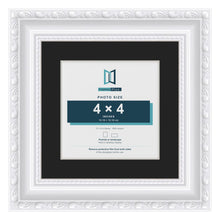 Louis White 6 x 6 inch picture frame with a black mount for a 4 x 4 inch photo