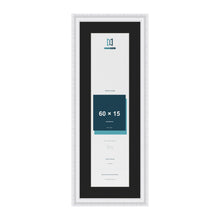 Louis White 70 x 25 cm picture frame with a black mount for a 60 x 15 cm photo