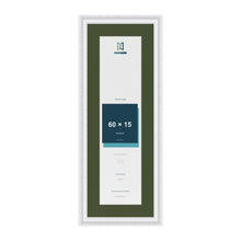 Louis White 70 x 25 cm picture frame with a green mount for a 60 x 15 cm photo